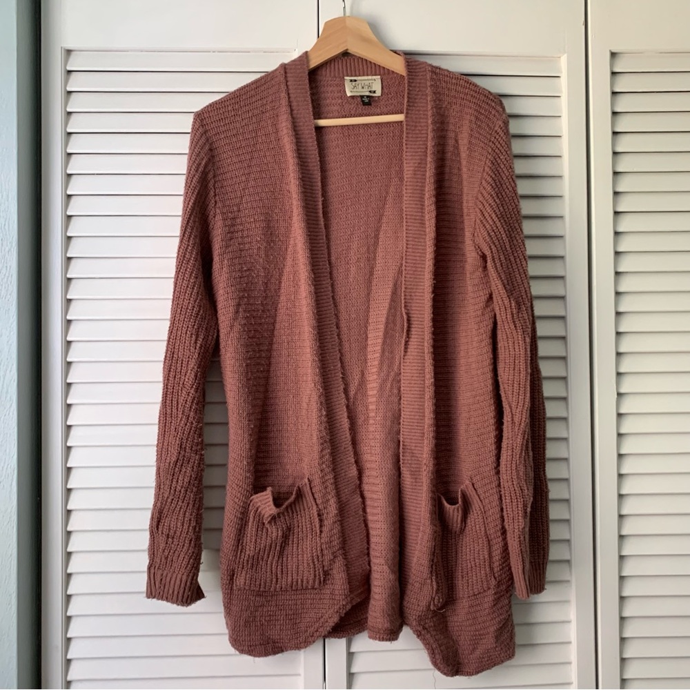 mauve knit cardigan